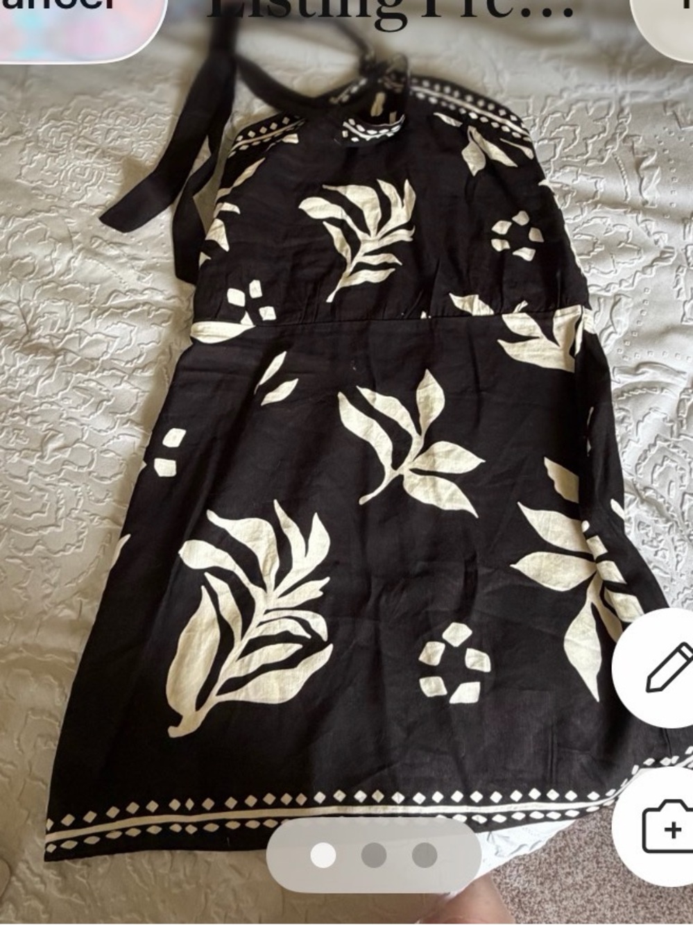 NWT LOFT Black and White Floral Strapless Mini Dress size 14 TALL - Picture 3 of 4